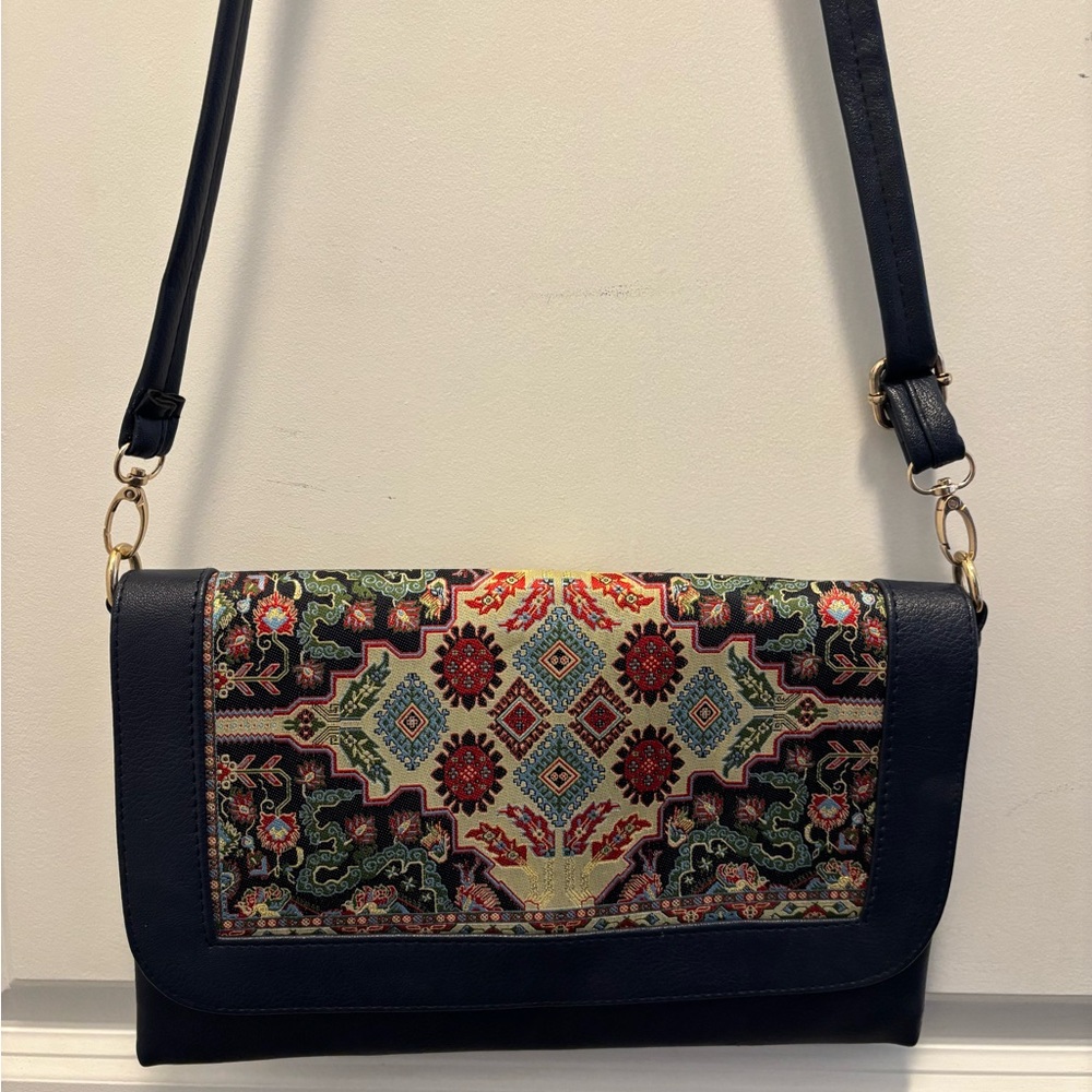 Turkish Elegant Navy and Multicolor Women's Bag